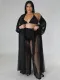Plus Size Bat Sleeve Pants See Through Two Piece Set NNWF-7831