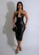 Tight Hollow Out Split Leather Tube Tops Dress NY-2982