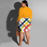 Plus Size Letter Print Short Two Piece Set NNWF-7898