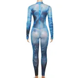 Print Long Sleeve Tight Sport Jumpsuit XEF-39802