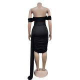 Solid Color Sexy Mesh Backless Mini Dress BY-6795