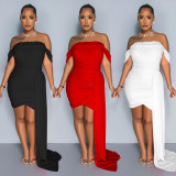Solid Color Sexy Mesh Backless Mini Dress BY-6795
