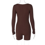 Solid Color Long Sleeve Romper BLG-P3613253A