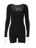Solid Color Long Sleeve Romper BLG-P3613253A