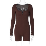 Solid Color Long Sleeve Romper BLG-P3613253A