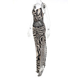 Print Patchwork Backless Sling Split Maxi Dress BLG-D248260A