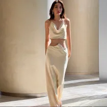 Sexy Backless Tube Tops And Skirt Two Piece Set BLG-S258739A