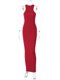 Solid Sleeveless O Neck Maxi Dress BLG-D2C11244A