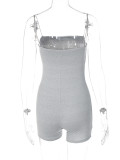 Solid Color Sling Backless Romper BLG-P3211706A