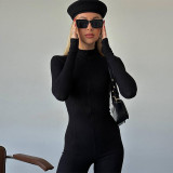 Long Sleeve Solid Zipper Jumpsuit BLG-P3A14652K