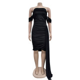 Solid Color Sexy Mesh Backless Mini Dress BY-6795