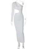 Sexy Hollow Out Single Long Sleeve Long Dress BLG-D3813933A