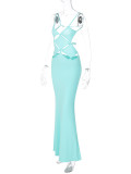 Sexy Sling Hollow Out Backless Maxi Dress BLG-D3512725K