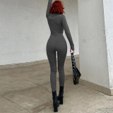 Long Sleeve Solid Zipper Jumpsuit BLG-P3A14652K