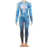Print Long Sleeve Tight Sport Jumpsuit XEF-39802