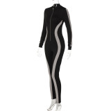 Patchwork Zipper Sport Yoga Jumpsuit BLG-P3914236K