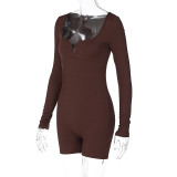 Solid Color Long Sleeve Romper BLG-P3613253A