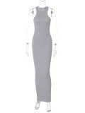 Solid Sleeveless O Neck Maxi Dress BLG-D2C11244A