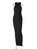 Solid Sleeveless O Neck Maxi Dress BLG-D2C11244A