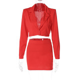 Fashion Short Blazer And Skirt Two Piece Set BLG-S2810079K