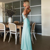 Sexy Sling Hollow Out Backless Maxi Dress BLG-D3512725K