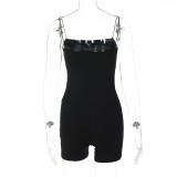 Solid Color Sling Backless Romper BLG-P3211706A