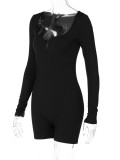 Solid Color Long Sleeve Romper BLG-P3613253A