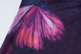 Butterfly Print Tie Up Tops Two Piece Skirt Set BLG-S279559K