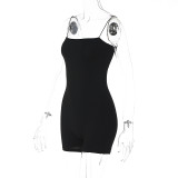 Solid Color Sling Backless Romper BLG-P3211706A