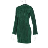 Stripe Solid Casual O Neck Midi Dress BLG-D2910320K