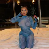 Print Long Sleeve Tight Sport Jumpsuit XEF-39802