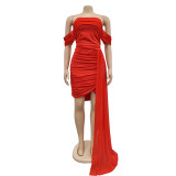 Solid Color Sexy Mesh Backless Mini Dress BY-6795