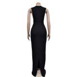 Solid Color Sleeveless Split Maxi Dress BY-6791