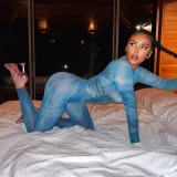 Print Long Sleeve Tight Sport Jumpsuit XEF-39802