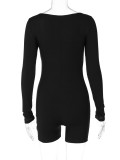 Solid Color Long Sleeve Romper BLG-P3613253A