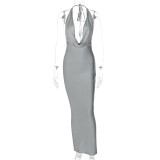 Sexy V-neck Backless Sleeveless Maxi Dress BLG-D238018K