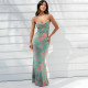 Sexy Backless Tie Up Slim Print Dress BLG-D3713558A