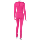 Long Sleeve Slim Hollow Out Three Piece Pants Set BLG-S3813898A