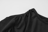 Hollow Out Long Sleeve Tie Up Two Piece Skirt Set BLG-S2910454A