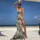 Fashion Printed Split Halter Maxi Dress BLG-D238003A