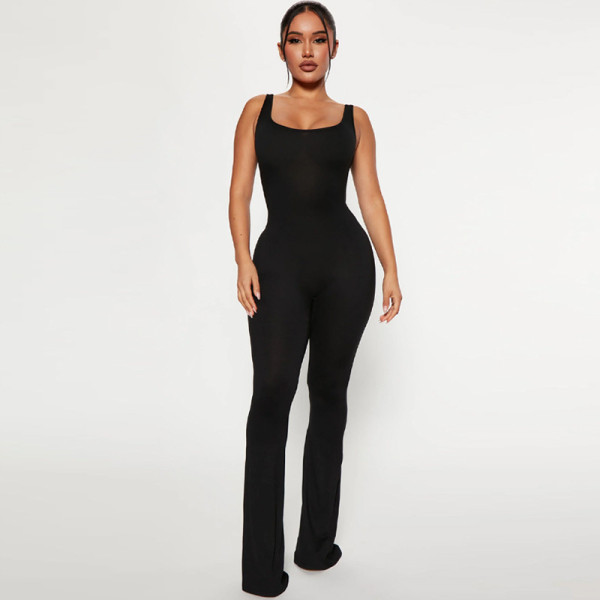 Backless Sleeveless Solid Jumpsuit BLG-P3211574A