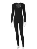 Long Sleeve V Neck Sport Jumpsuit BLG-P3914317A