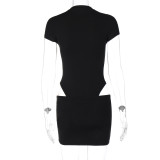Fashion Hot Drill Short Sleeve Bodysuit Two Piece Skirt Set BLG-S3512827A