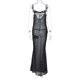 Mesh See Through Tie Up Maxi Dress BLG-D0B3758A