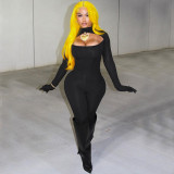 Sexy Hollowed Out Finger Cover Slim Jumpsuit BLG-P3713563K