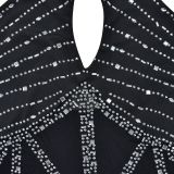 Solid Color Hanging Neck Hot Drill Mini Dress  BY-6729