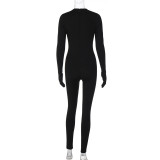 Sexy Hollowed Out Finger Cover Slim Jumpsuit BLG-P3713563K