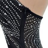 Solid Color Hanging Neck Hot Drill Mini Dress  BY-6729