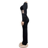 Solid Mesh See Through Long Sleeve Maxi Dress BY-6756