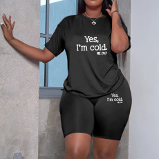 Fashion Casual Letter Printed Plus Size Two Piece Set FNN-02